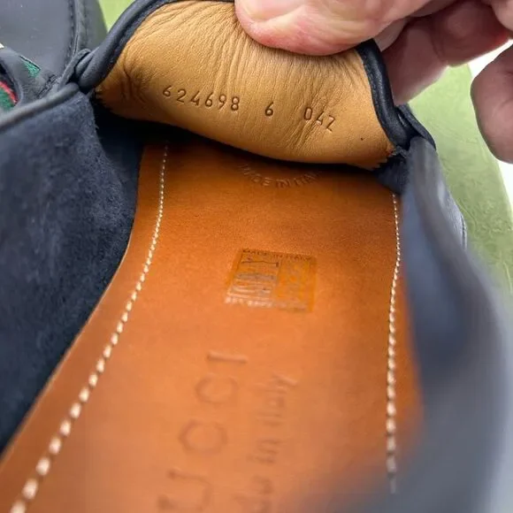 Men’s Gucci ayrton web striped leather loafers size 6 fits 7US made in Italy - Picture 6 of 7